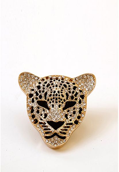 Forever 21 Rhinestoned Jaguar Cocktail Ring in Gold (goldblack) Forever 21 Rhinestoned Jaguar Cocktail Ring in Gold (goldblack)