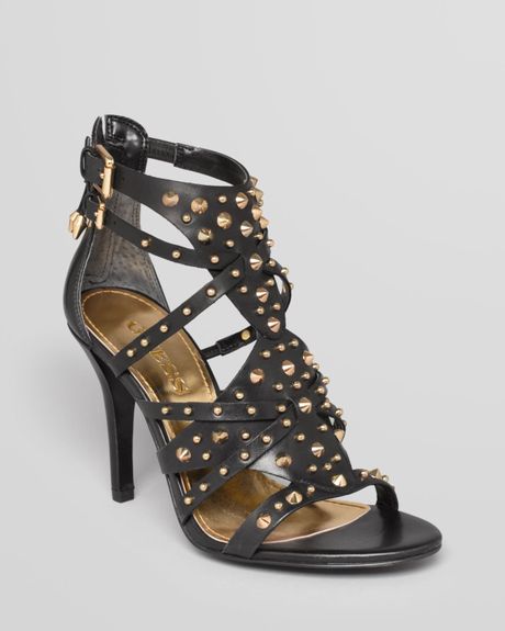 Guess Sandals Laidea Studded High Heel in Black | Lyst