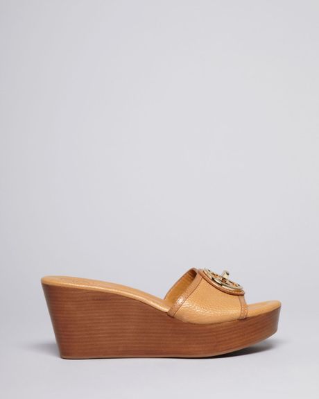 Tory Burch Platform Wedge Slide Sandals Selma in Brown (royal tan) | Lyst