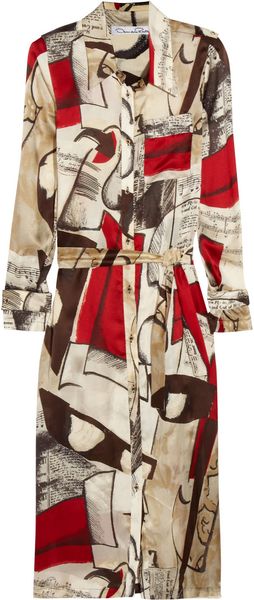 Oscar de la Renta Printed Silk Dress - Lyst