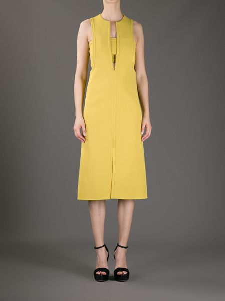 Calvin Klein Cutout Bandeau Dress in Yellow (mustard)
