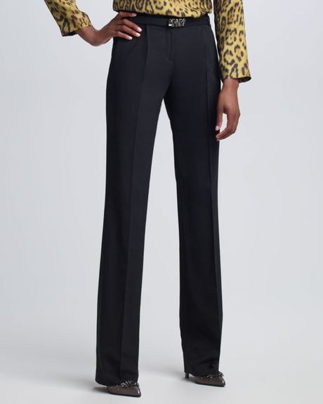 Roberto Cavalli Womens Pleated Front Pants in Black | Lyst