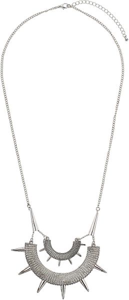 Topshop Curved Spike Necklace - Lyst