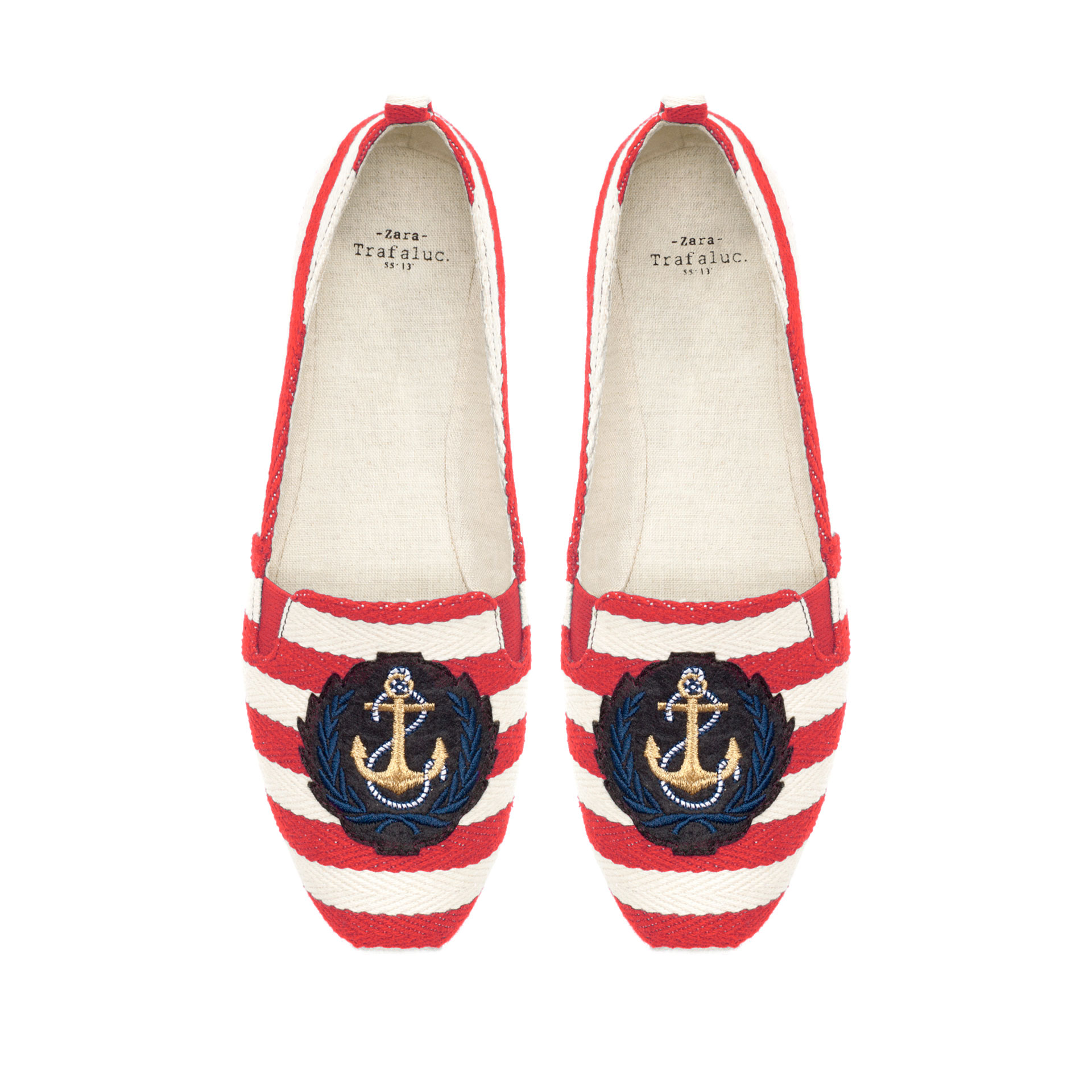 Zara Nautical Stripe Canvas Slippers in Red Lyst