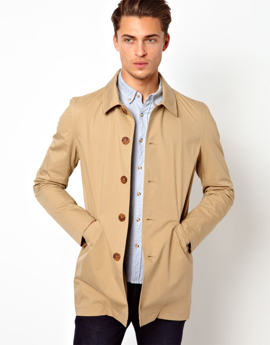 Asos Trench Coat in Khaki for Men (Stone) | Lyst