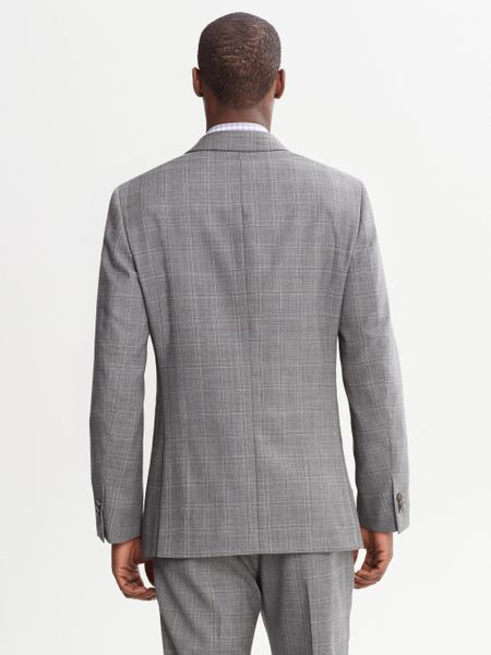 Banana Republic Tailored Fit Grey Plaid Wool Suit Jacket in Gray for Men (Grey heather) | Lyst