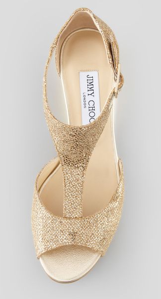 jimmy choo gold wedge shoes