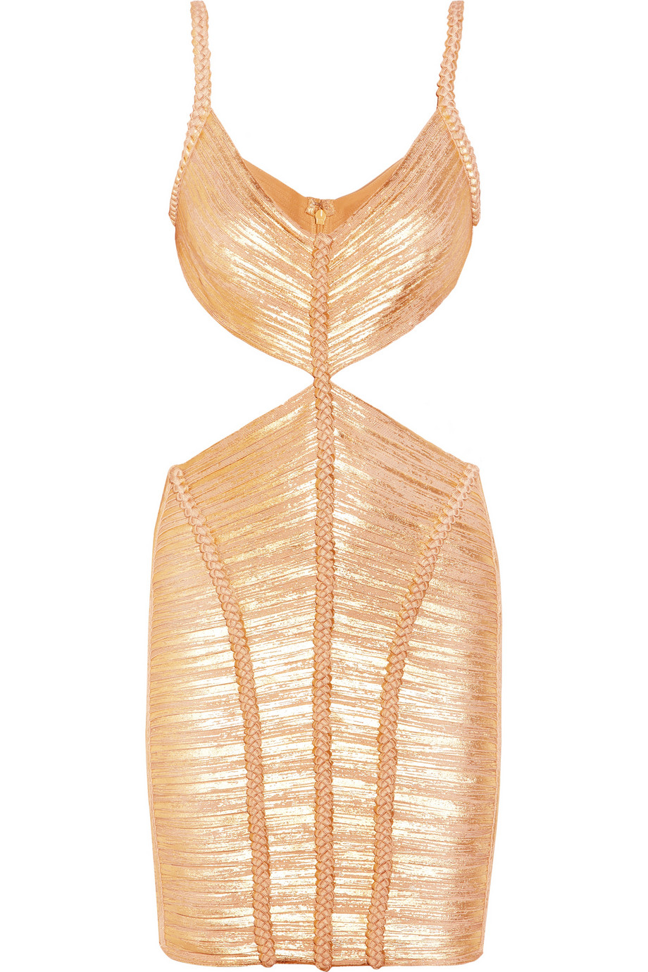 Hervé Léger Metallic Cutout Bandage Dress in Gold Lyst