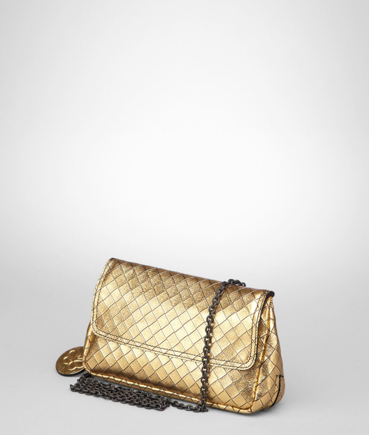 Bottega Veneta Gold Intrecciomirage Messenger Mini Bag in Gold (New Gold) | Lyst