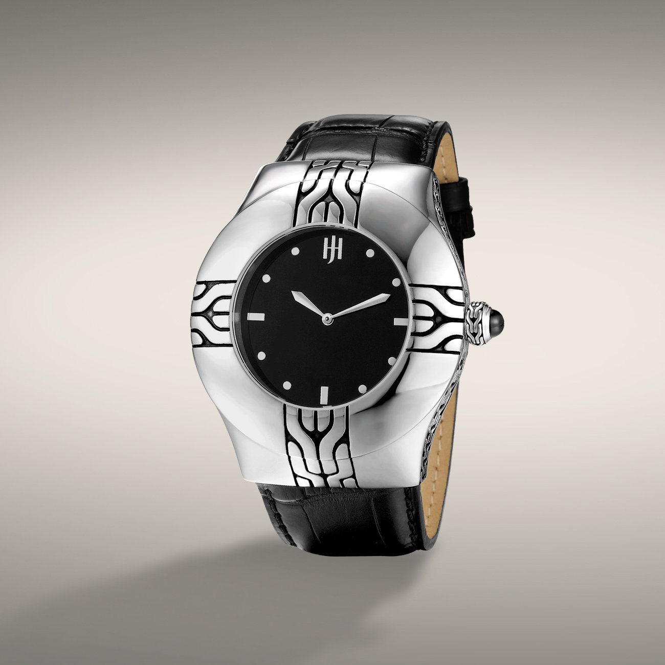 John Hardy Carved Chain Round Watch in Black for Men Lyst