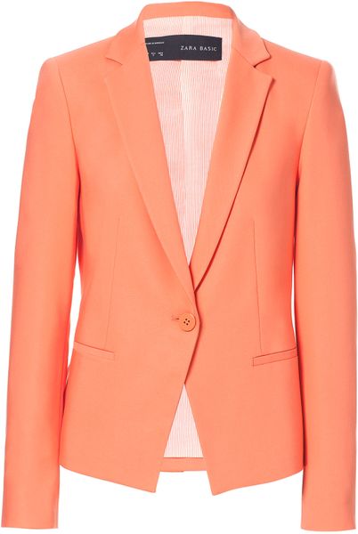 zara orange feather blazer