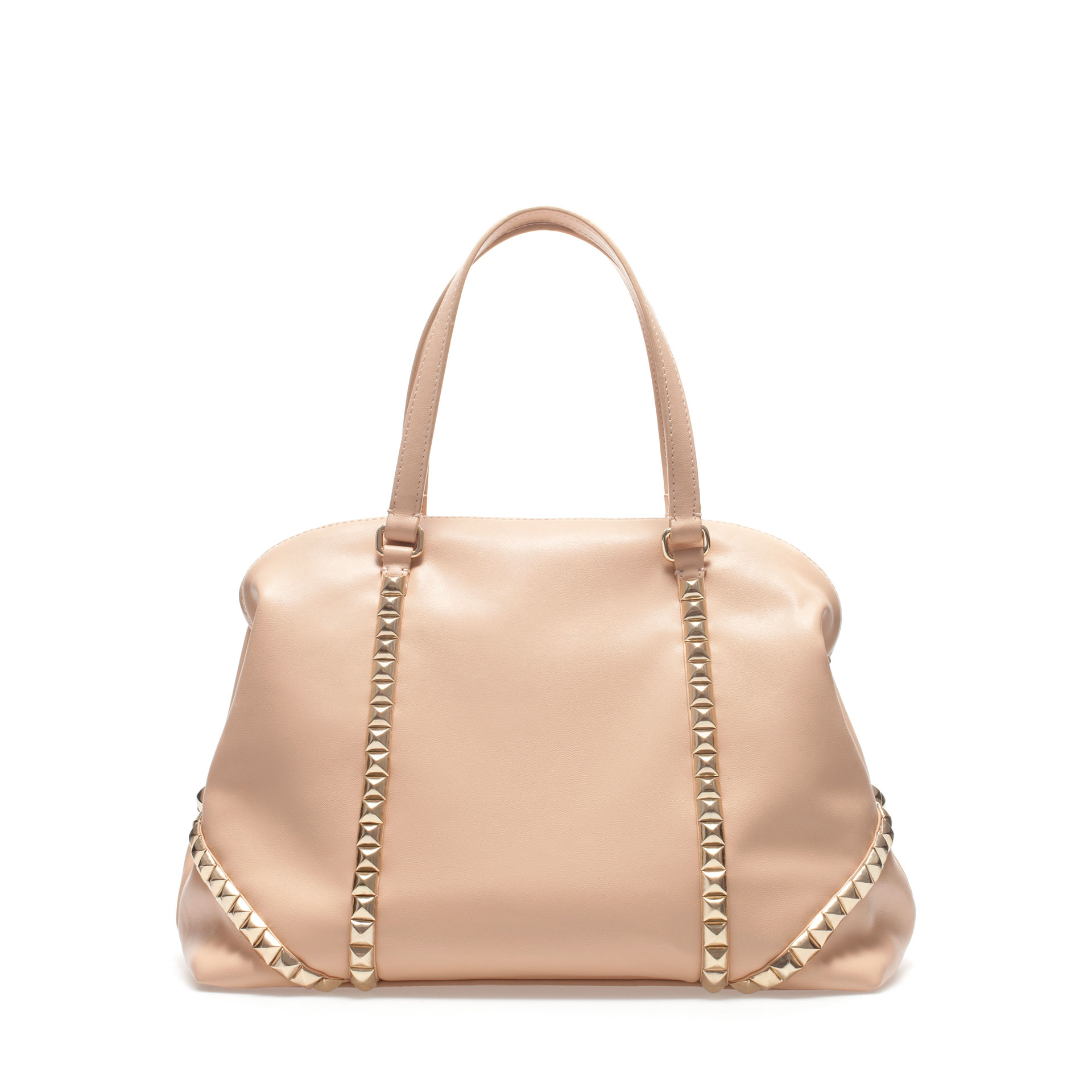 Zara Studded Bowling Bag in Beige (Nude) Lyst