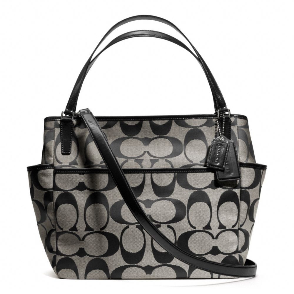 Coach Baby Bag Tote in Signature C Fabric in Silver (SILVER/BLACK WHITE/BLACK) | Lyst