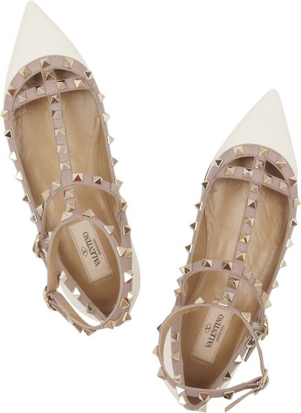beige studded flats