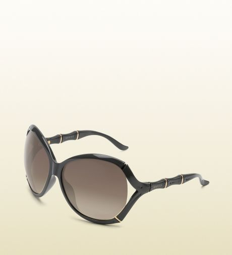 Gucci Oversized Oval Frame Sunglasses with Bamboo Effect ...