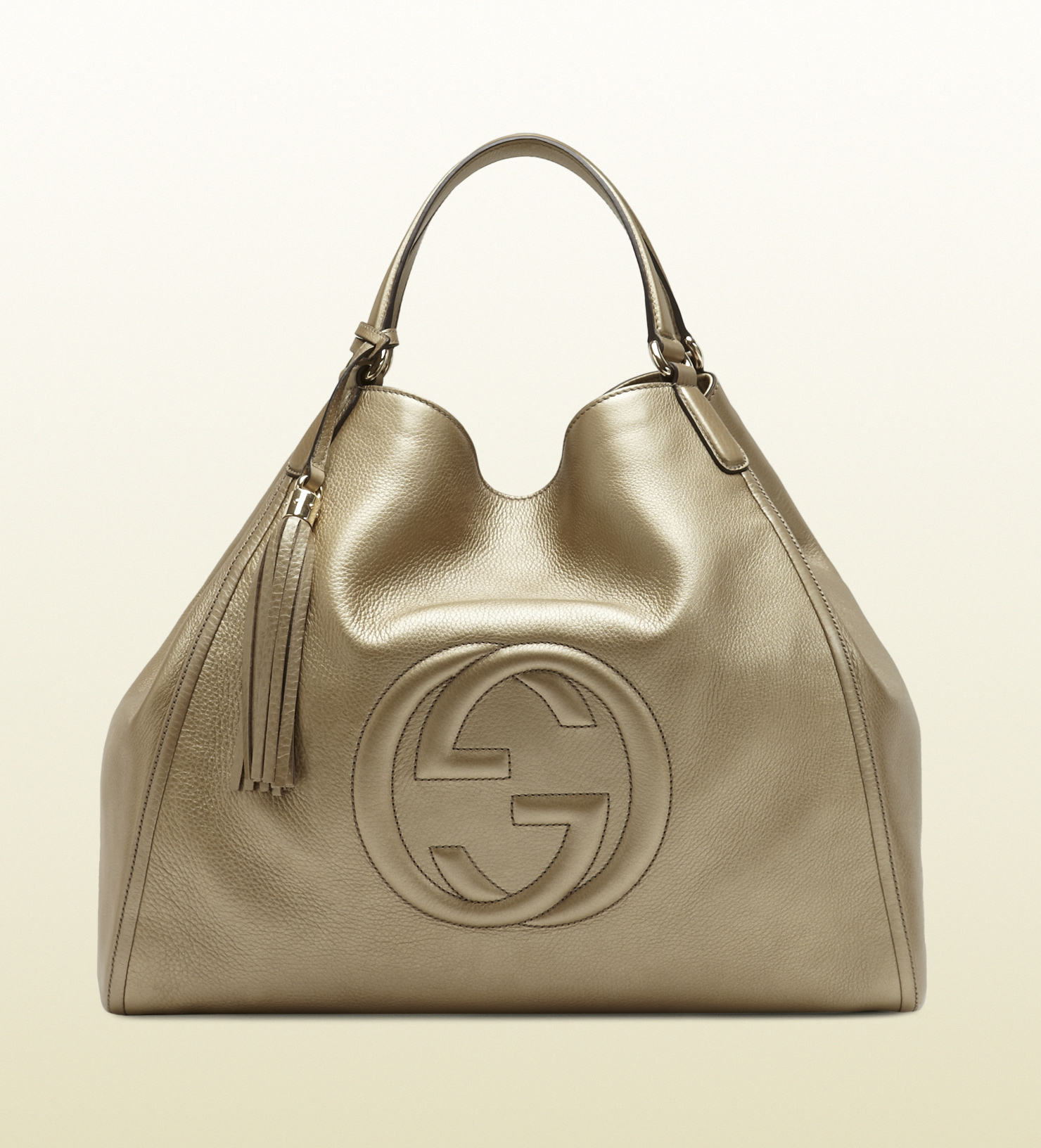 Gucci Soho Metallic Leather Shoulder Bag in Green (beige) | Lyst