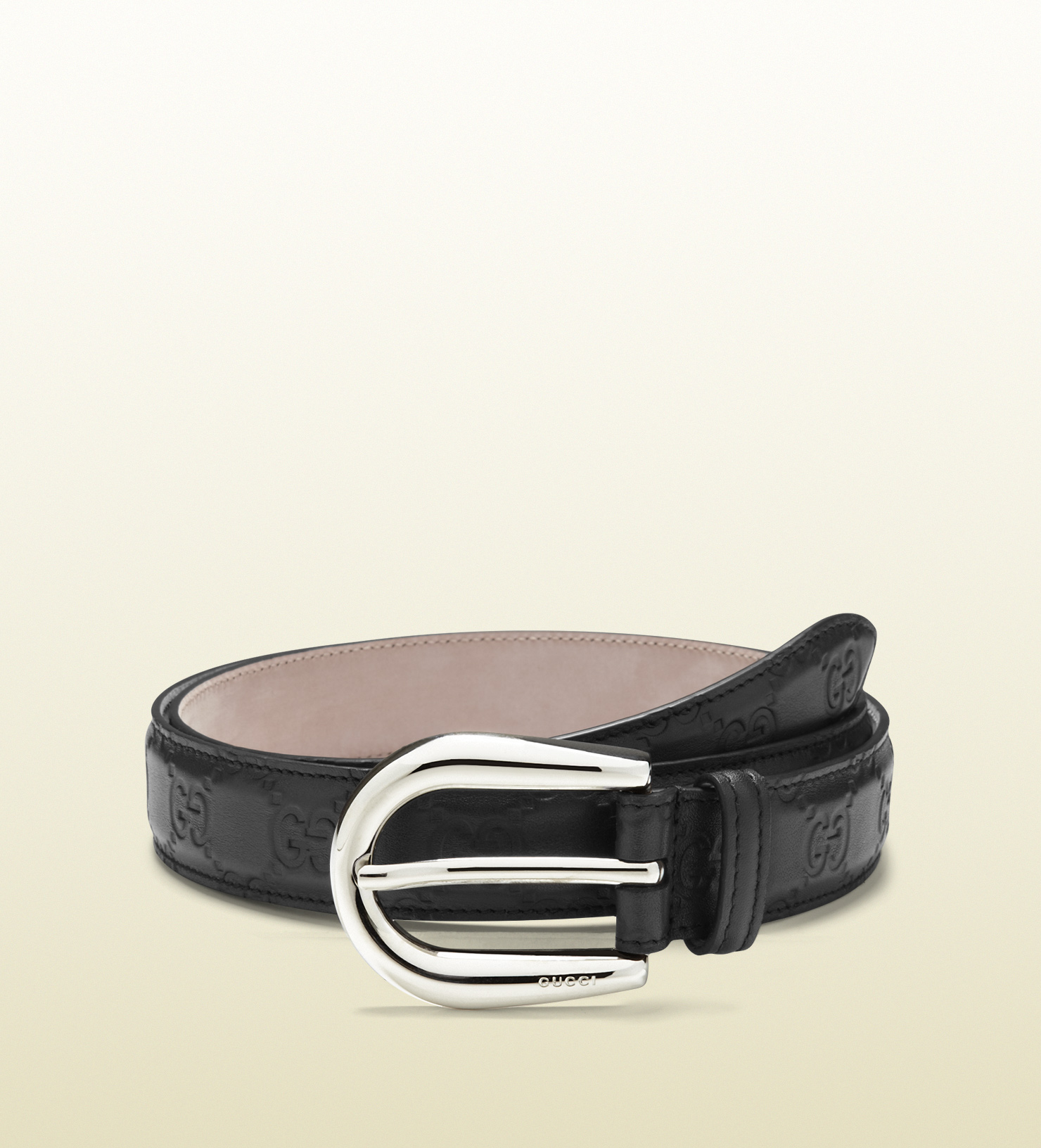 Gucci Black Ssima Belt With Round Buckle in Black for Men | Lyst