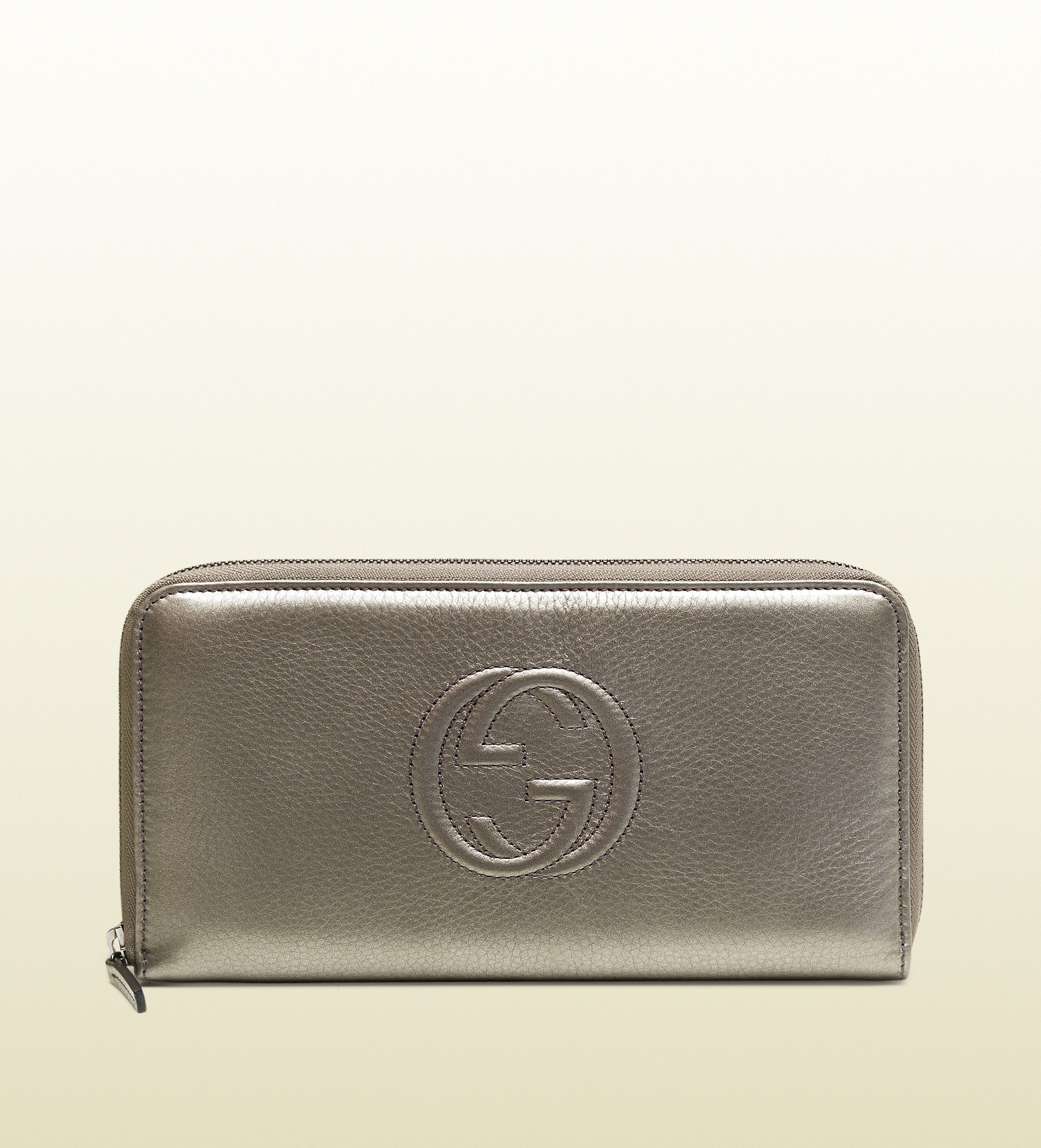 Gucci Metallic Leather Zip Around Wallet in Gray for Men (grey) | Lyst