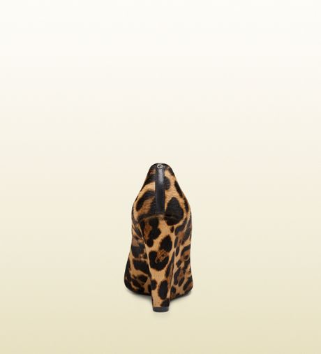 Gucci Charlen Jaguar Print Wedge Pump in Animal (jaguar) | Lyst