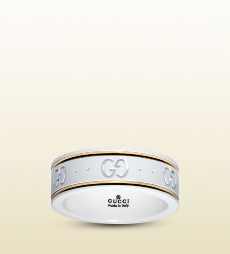 Gucci Icon Ring In Yellow Gold And White Zirconia Powder in White ...