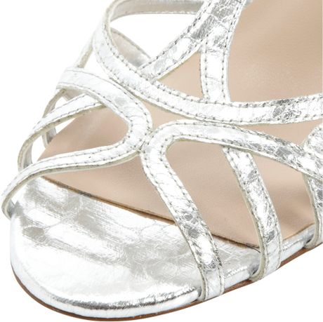 Dune Hopeful T-bar Heeled Sandals in Silver | Lyst
