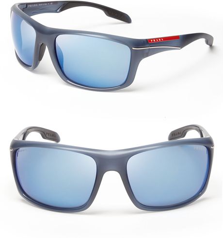 prada sunglasses rectangular shield mirror