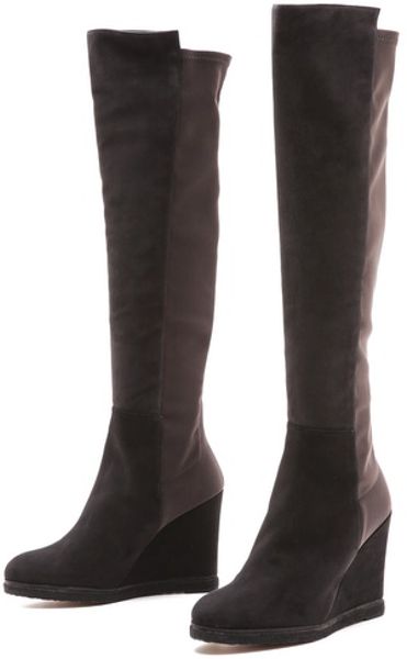 Stuart Weitzman Demiswoon Suede Wedge Boots in Brown (gray) | Lyst