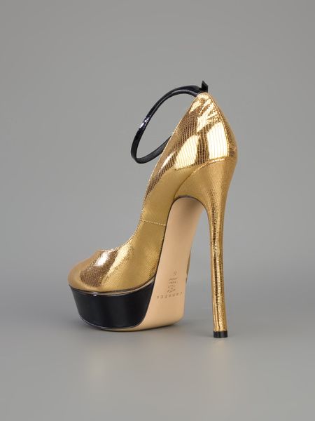 casadei gold heels