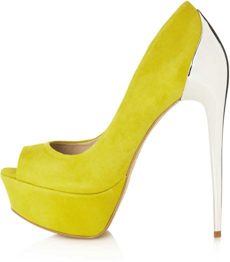 Topshop Sincere Cup Heels in Yellow (GREEN) | Lyst