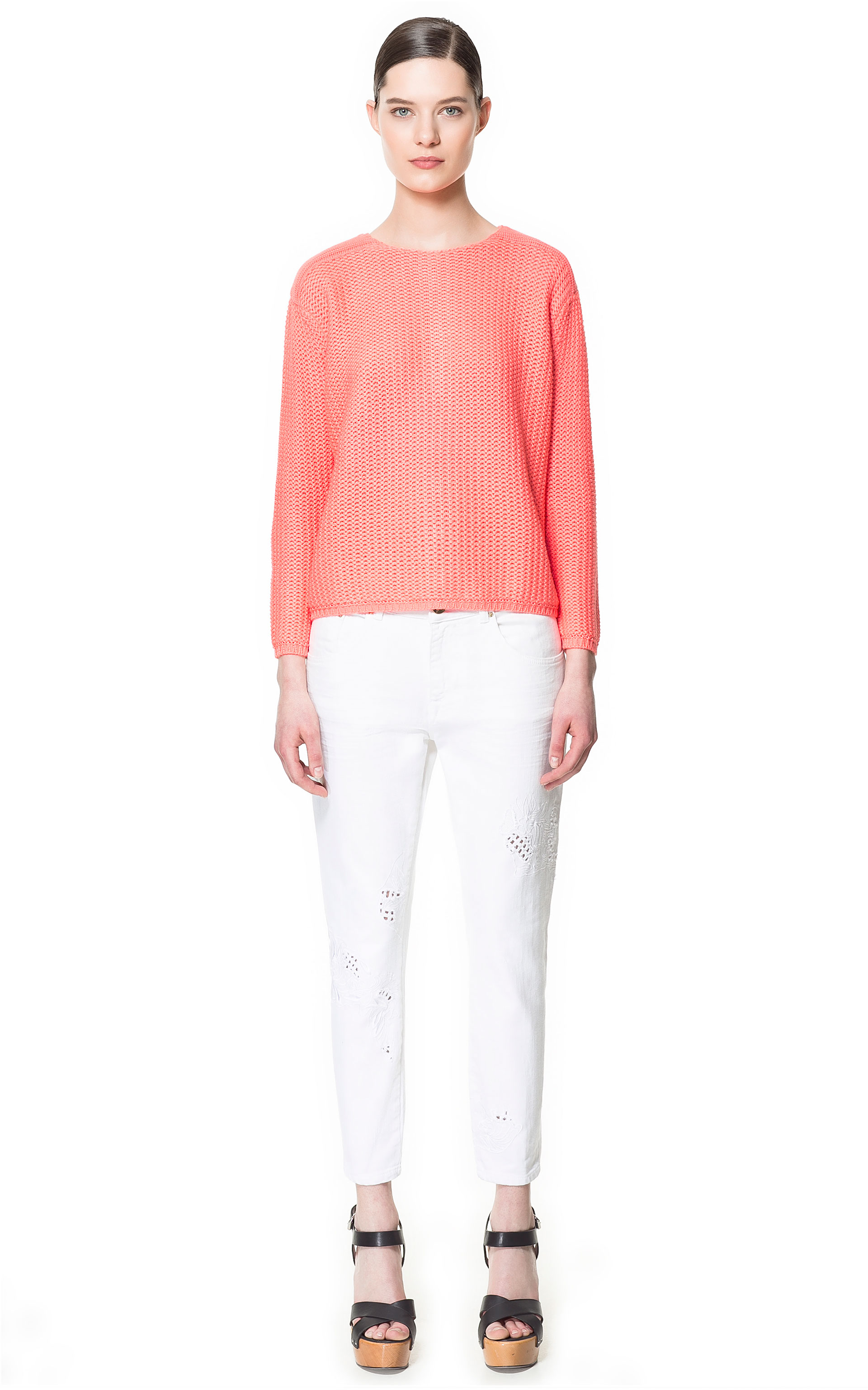 Zara Knitted Sweater with Zip At The Back in Pink (Neon orange) Lyst