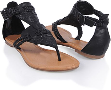 Forever 21 Braided Leatherette Sandals in Black | Lyst