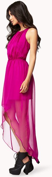 Forever 21 Shirred High-low Dress in Purple (Magenta)