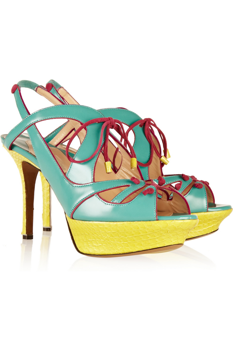 neon leather sandals