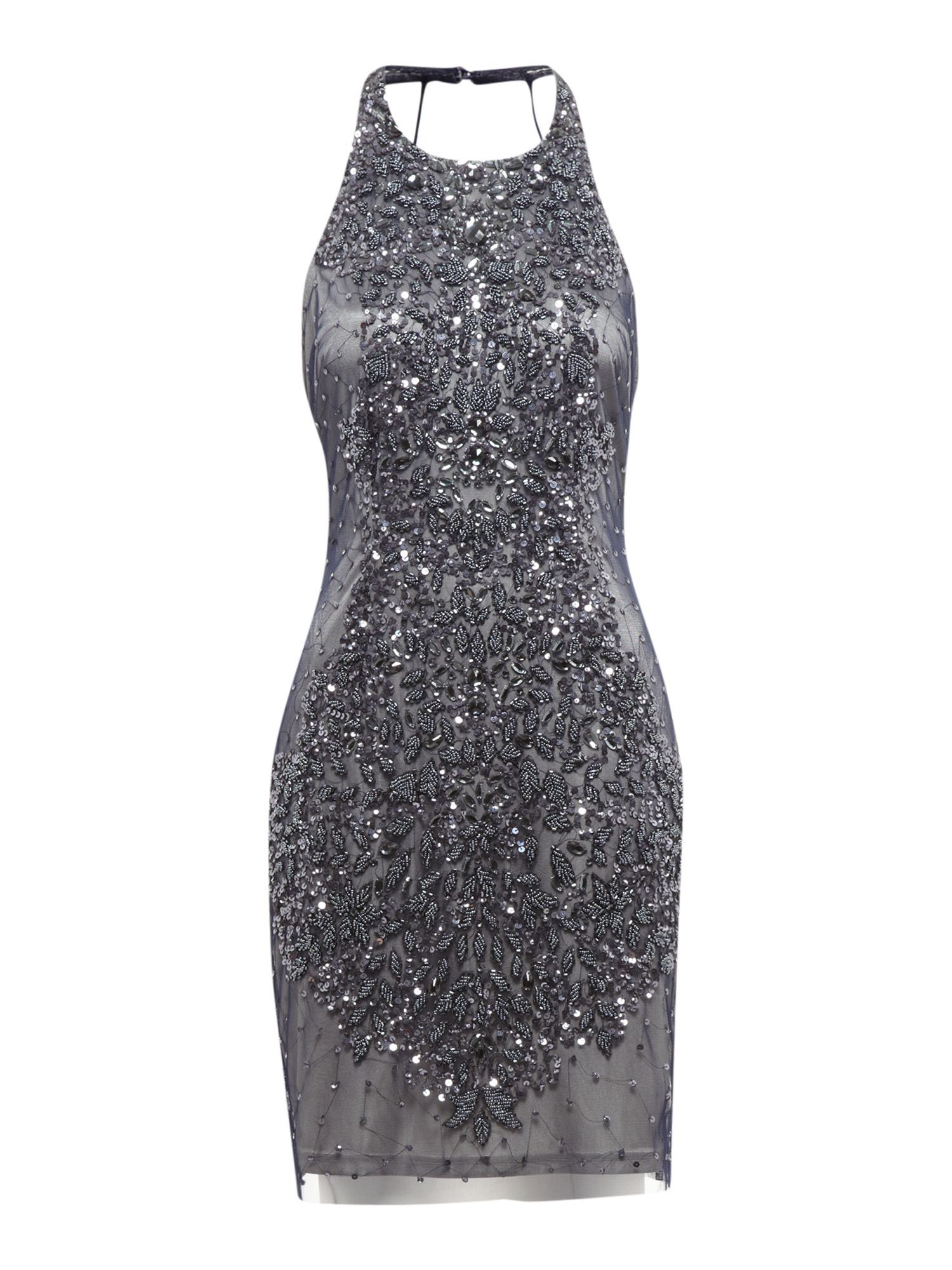 Adrianna Papell Embellished Halter Neck Dress in Blue (Navy) Lyst