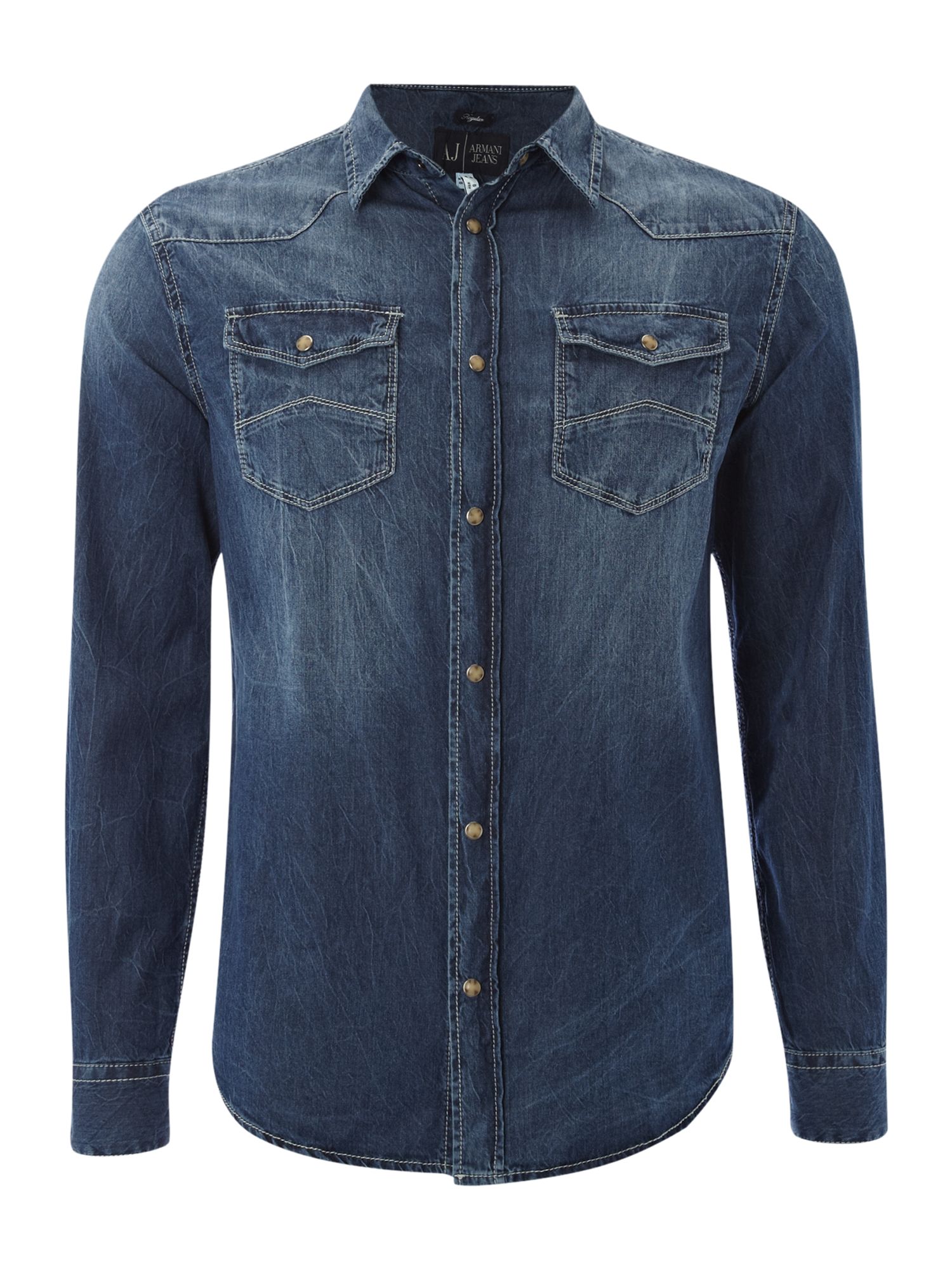 Armani Jeans Denim Long Sleeved Two Pocket Shirt in Blue for Men (Denim