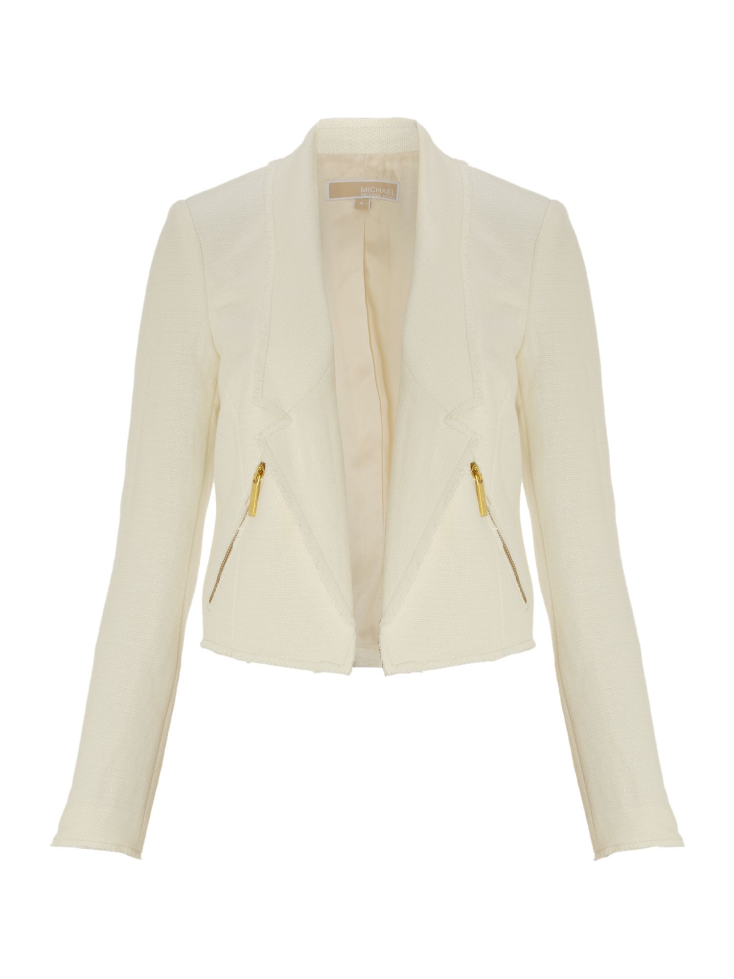 Michael Michael Kors Cropped Long Sleeved Jacket in Beige (Cream) Lyst