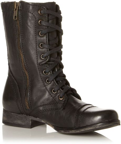 Steve Madden Troopa Sm Military Lace Up Boots in Black for Men | Lyst