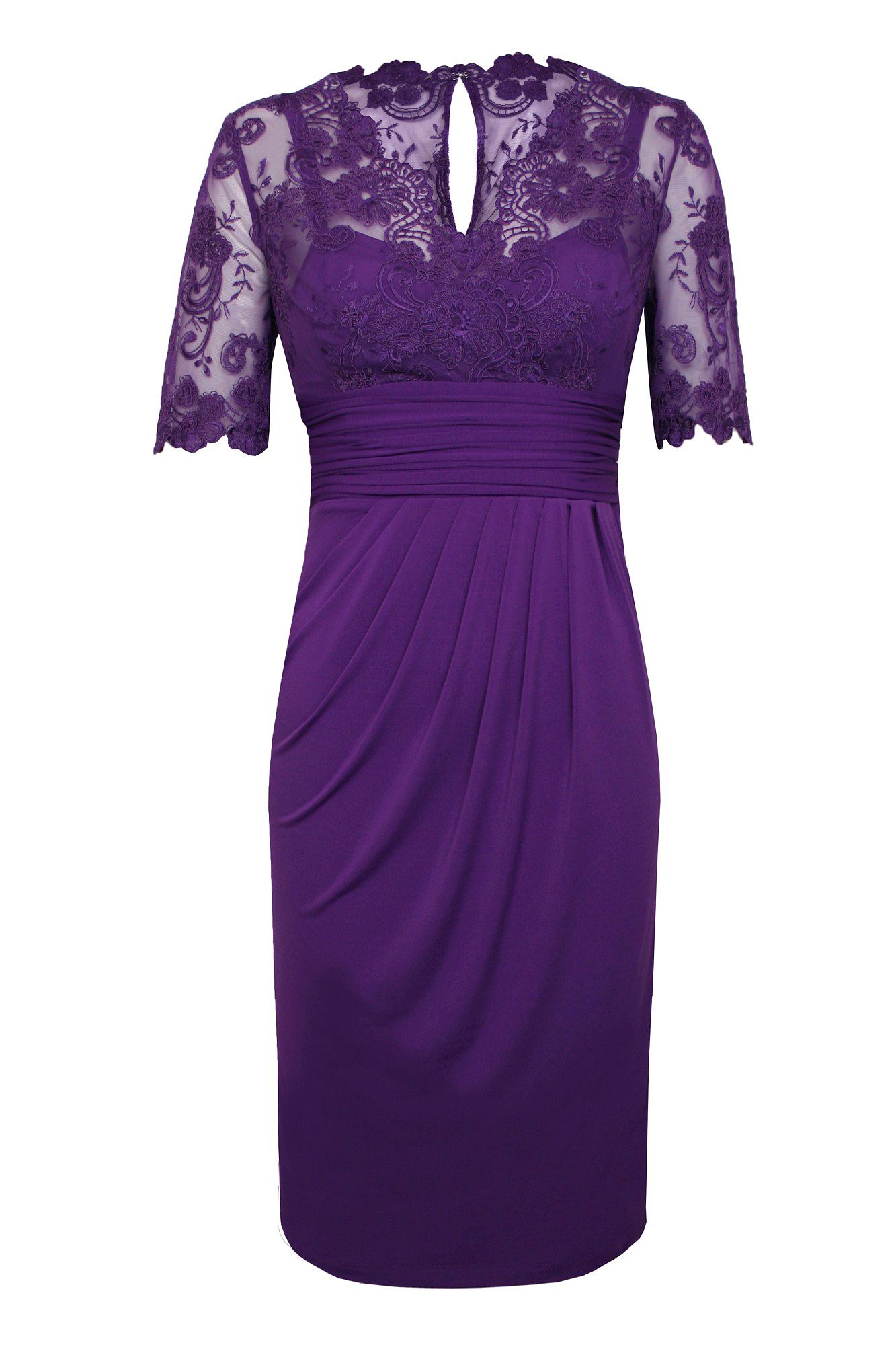 Alexon Lace Top Dress in Purple (Dark Purple)
