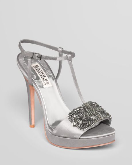 ... Mischka Platform Evening Sandals - Amara High Heel in Gray (Grey