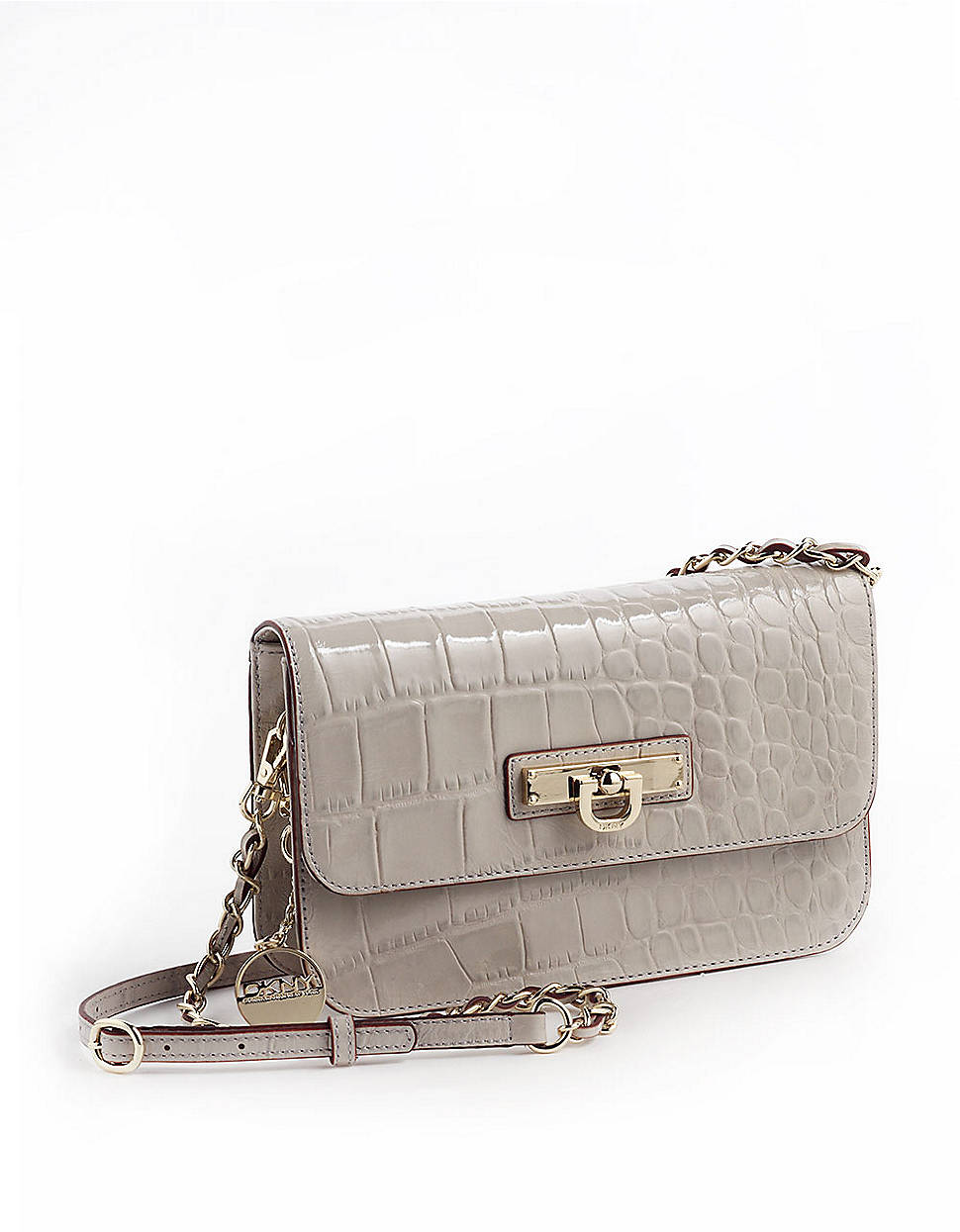 Dkny Patent Leather Flap Crossbody Handbag in Gray (grey) | Lyst