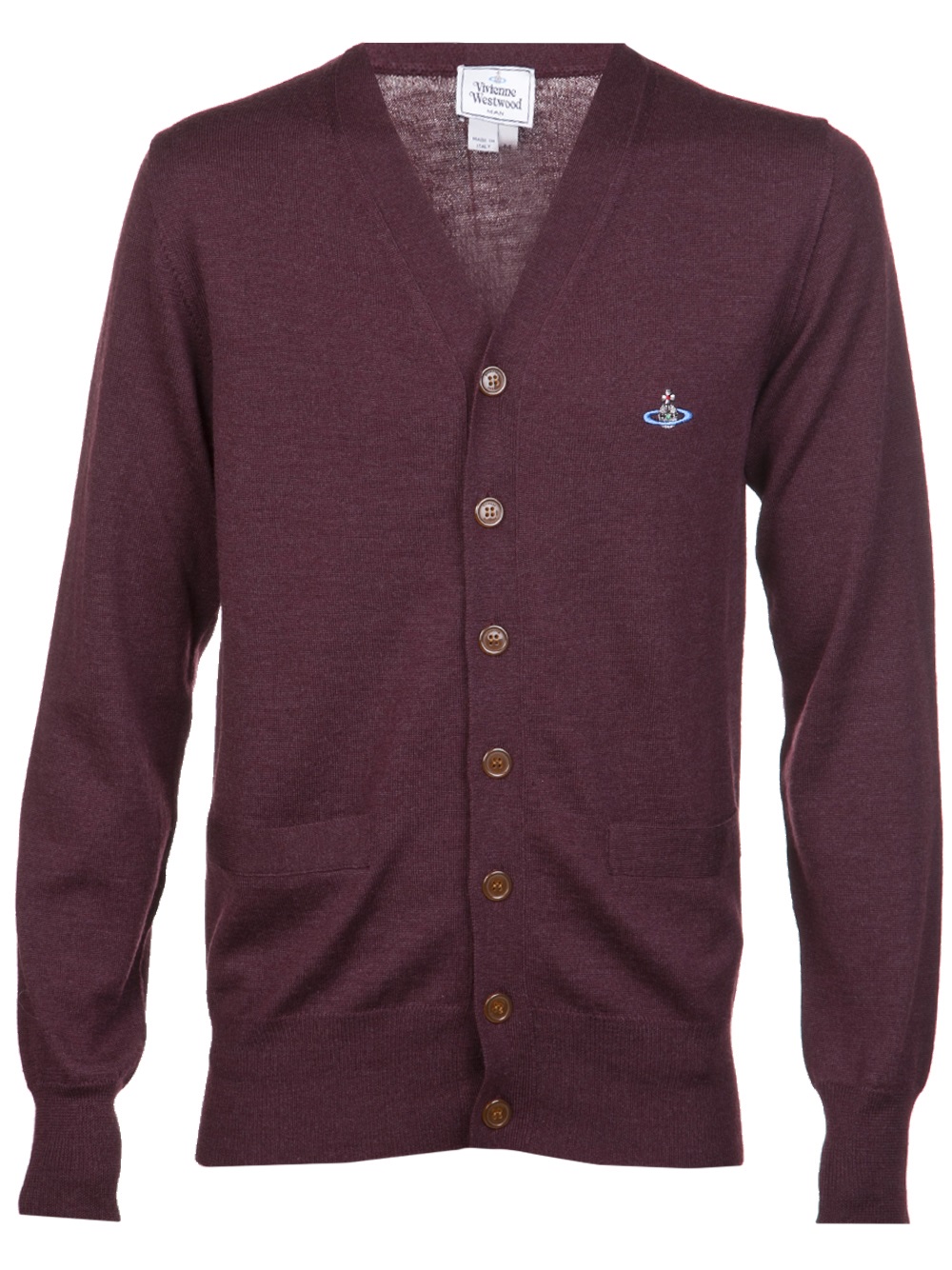 red brown cardigan