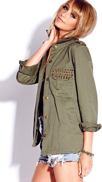 Forever 21 Spiked Military Jacket in Green (Olive) | Lyst Forever 21 Spiked Military Jacket in Green (Olive) | Lyst