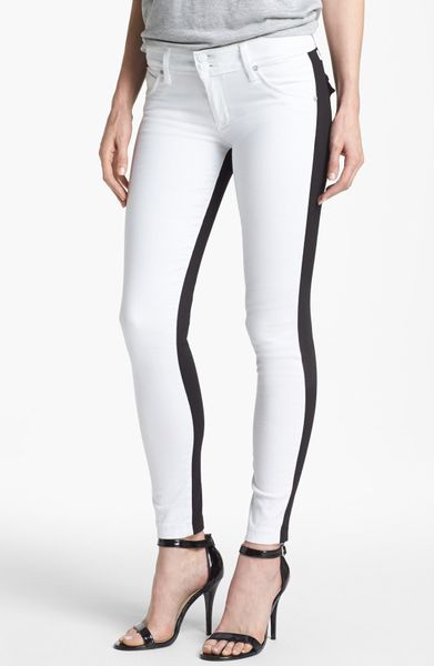 two tone black and white pants