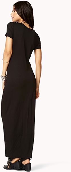 Forever 21 Short Sleeve Maxi Dress in Black | Lyst