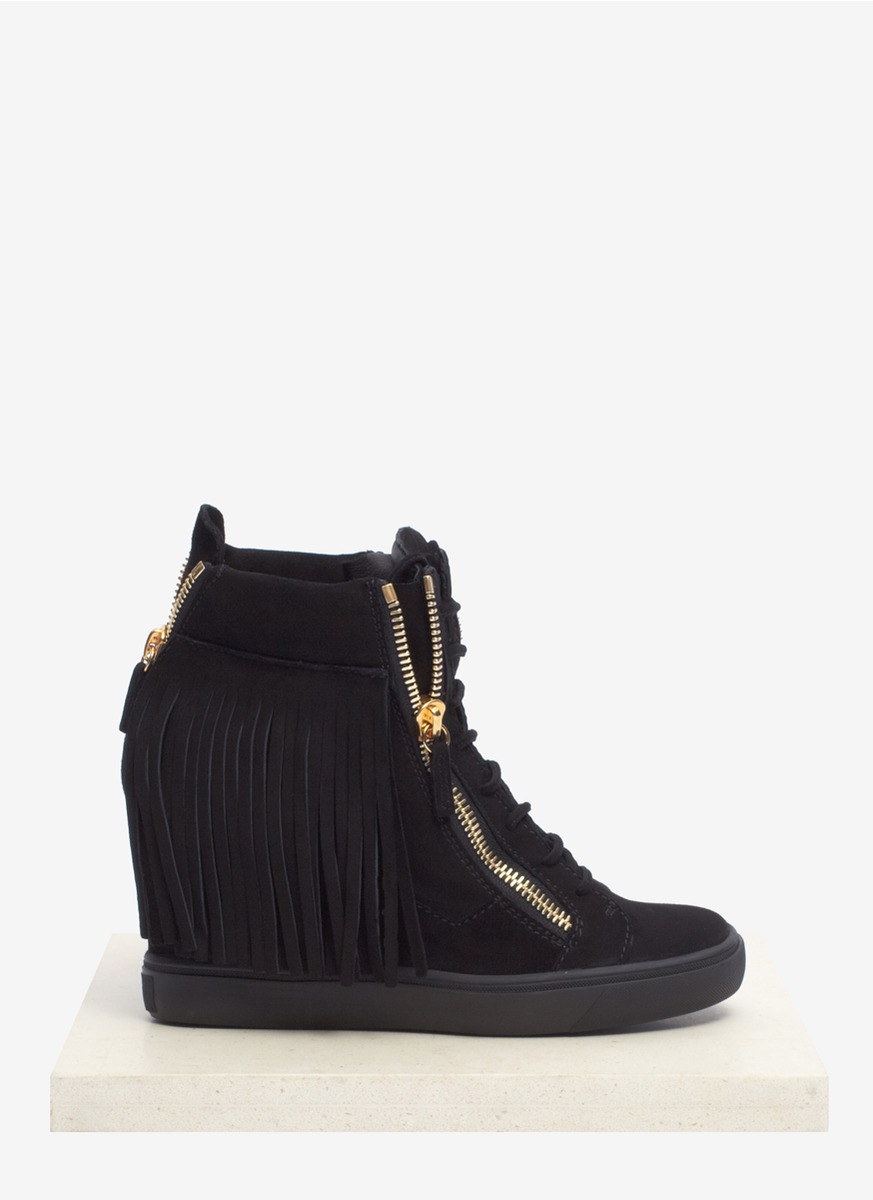 fringe wedge sneakers