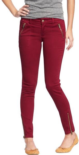 Old Navy The Rockstar Zip Pocket Pants in Red (Wine Country)