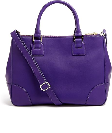 Tory Burch Electric Purple Robinson Double Zip Tote Bag in Purple Tory Burch Electric Purple Robinson Double Zip Tote Bag in Purple