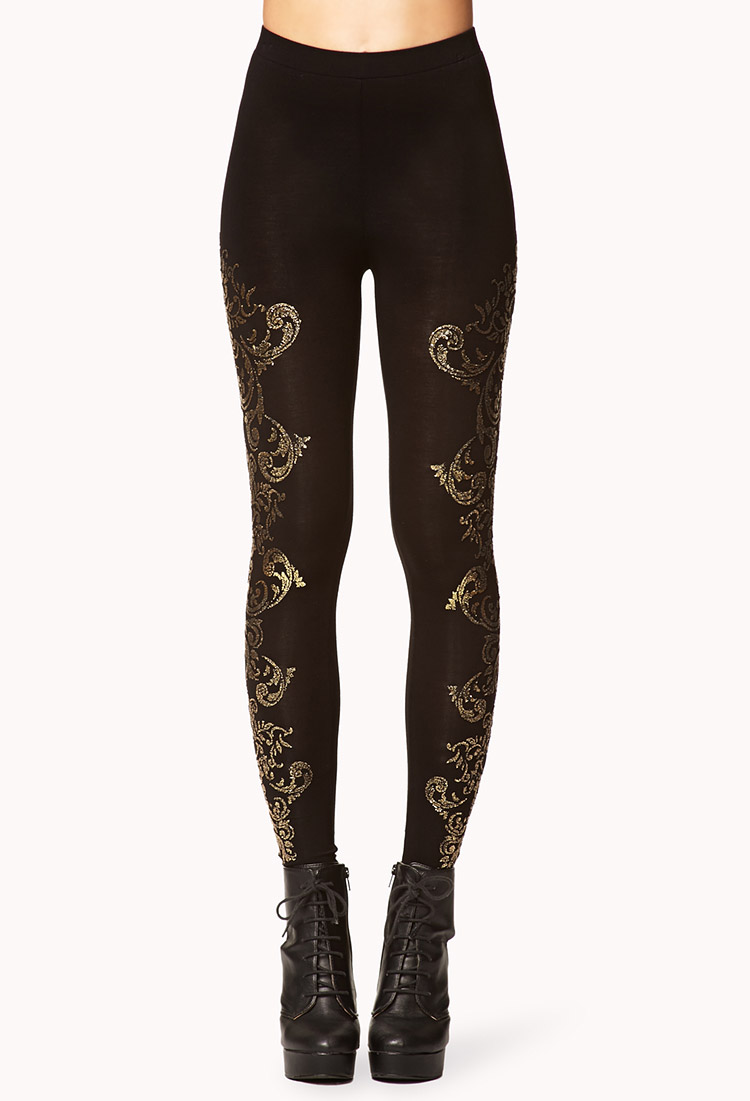 Forever 21 Baroque Embellished Leggings in Black (BLACK/GOLD) Lyst