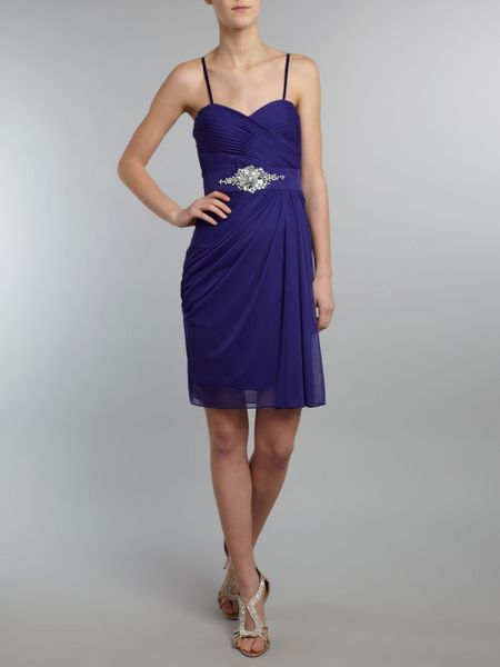 Adrianna Papell Embellished Waist Evening Dress in Purple