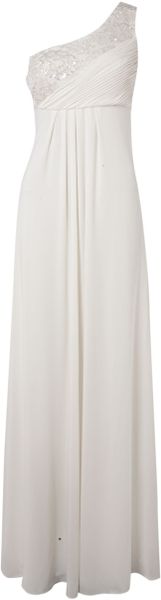 Js Collections Full Length One Shoulder Dress in White (Ivory) | Lyst
